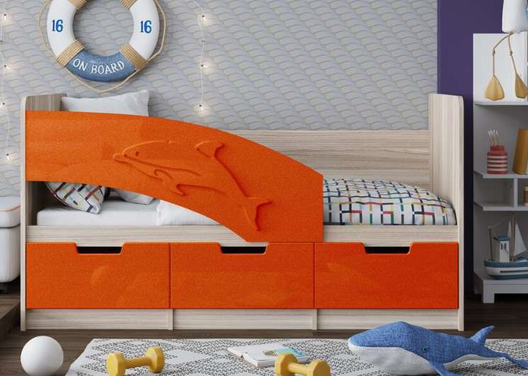 Кровать «ДЕЛЬФИН-6» разл.цвета, два размера,выкатные ящики в Нижнем Новгороде фото №2