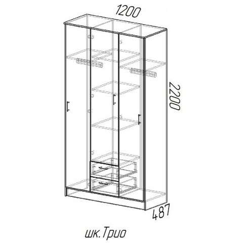Шкаф 3-х створчатый «ТРИО» (Эра) в Нижнем Новгороде фото №3