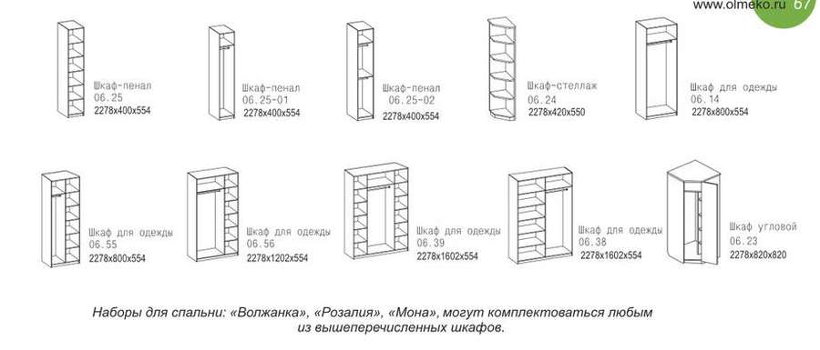 Спальный гарнитур «Габриэлла» Модульный (Олмеко) в Нижнем Новгороде фото №3