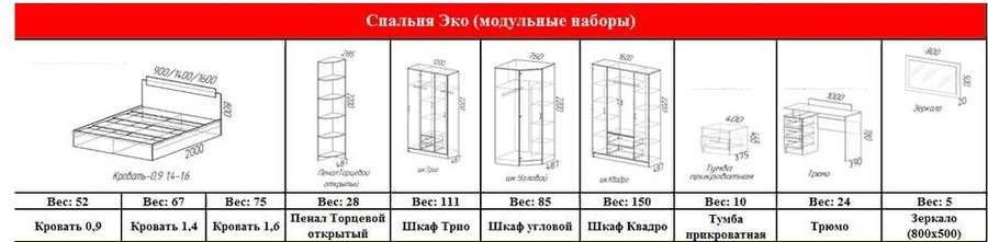 Спальный гарнитур «ЭКО» модульный Дуб Вотан/Белый в Нижнем Новгороде фото №2