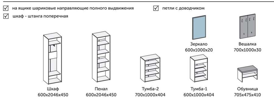 Прихожая «Иннэс-12» набор 2 (модульная) в Нижнем Новгороде фото №2