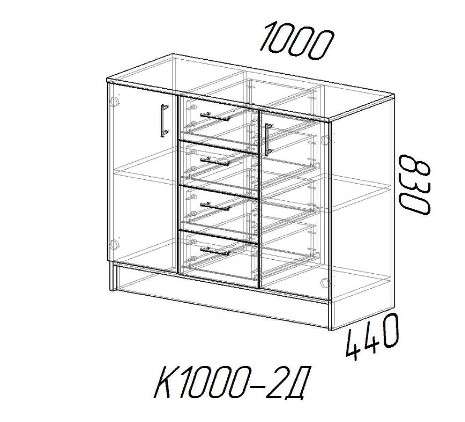Комод К1000-2 Двери (Дуб Вотан/Белый) в Нижнем Новгороде фото №2