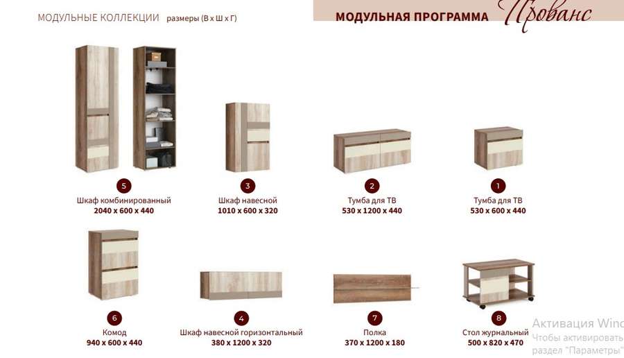 Гостиная «ПРОВАНС» комплектация 3 (МСТ) в Нижнем Новгороде фото №5