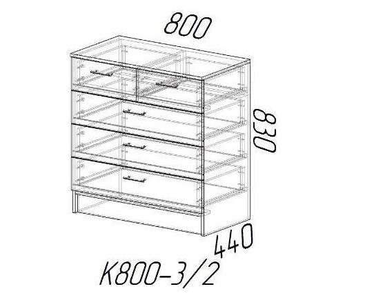 Комод К800-3/2 (ЛДСП) Белый в Нижнем Новгороде фото №2