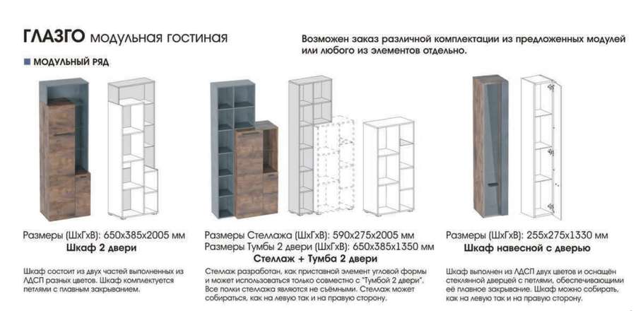 Гостиная «Глазго» Модульная (Мебельград) в Нижнем Новгороде фото №3