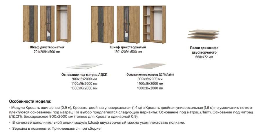 Спальня «МСП 1» Набор 2 (СВ Мебель) в Нижнем Новгороде фото №3
