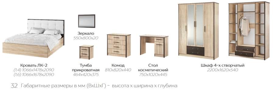 Спальный гарнитур «ЛИРИКА» Модульный Набор-1 (Тэкс) в Нижнем Новгороде фото №4