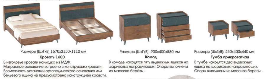 Спальный гарнитур «Браун» Модульный Набор-1 (Мебельград) в Нижнем Новгороде фото №3