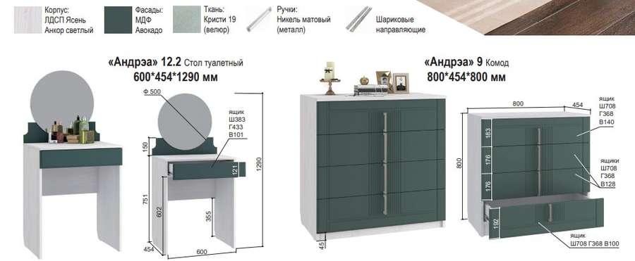 Спальный гарнитур «Андрэа» Модульный Набор 2 (Аквилон) в Нижнем Новгороде фото №2