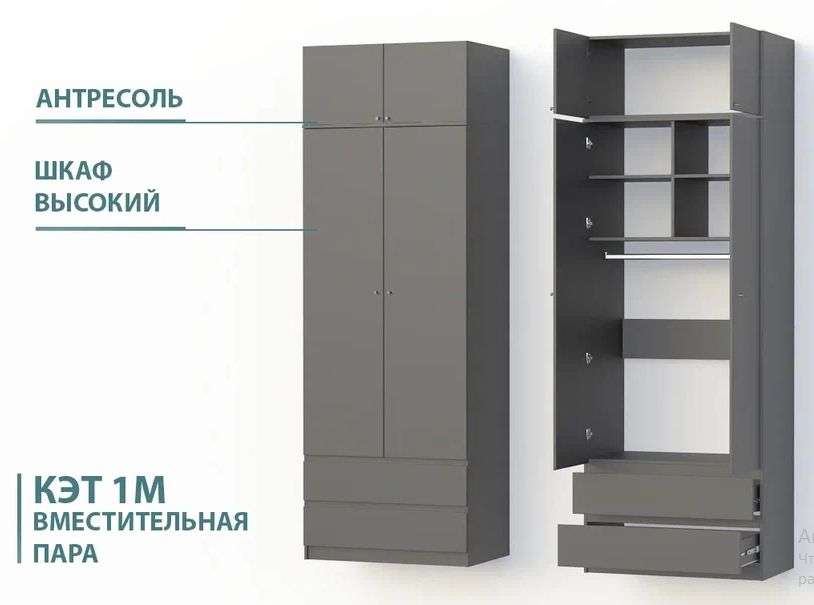 Прихожая «КЭТ-1» Набор-3 Графит (Диал) в Нижнем Новгороде фото №3