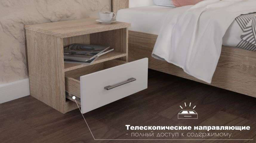 Спальный гарнитур «Аврора» Сонома/Белый, Модульный (Империал) в Нижнем Новгороде фото №6