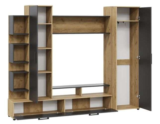 Стенка «Дакота» Дуб Крафт золотой/Антрацит и Белый Ясень (ТриЯ) в Нижнем Новгороде фото №4