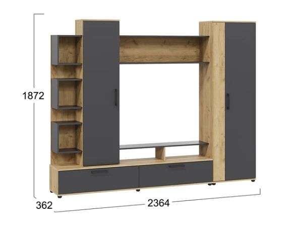 Стенка «Дакота» Дуб Крафт золотой/Антрацит и Белый Ясень (ТриЯ) в Нижнем Новгороде фото №3