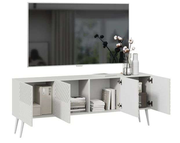 Тумба ТВ «Танго» с опорами, Белый/Холст белый (ТриЯ) в Нижнем Новгороде фото №4