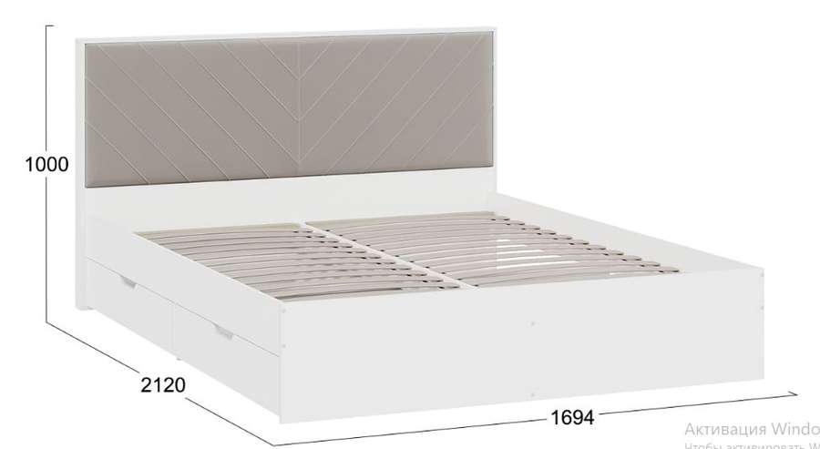 Кровать «Стенли» с ящиками Белый Ясень, Велюр Confetti Smoke в Нижнем Новгороде фото №6