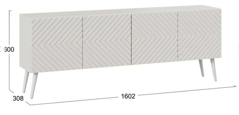 Тумба ТВ «Танго» с опорами, Белый/Холст белый (ТриЯ) в Нижнем Новгороде фото №2