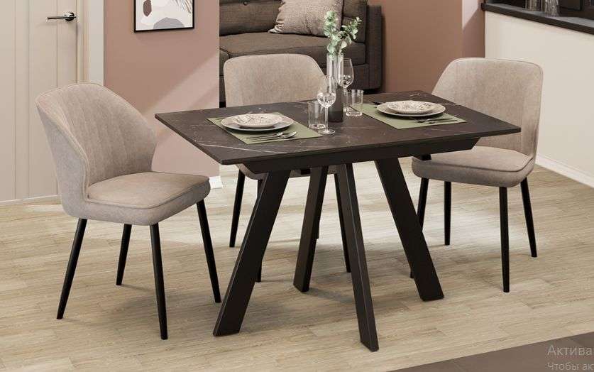 Стол обеденный «Бронкс» Тип 1 Черный муар, Керамика матовая в Нижнем Новгороде фото №3