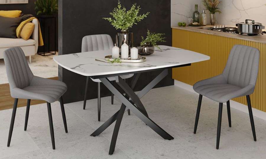 Стол обеденный раздвижной «Ниагара» Тип 1 Черный муар, Стекло в Нижнем Новгороде фото №2