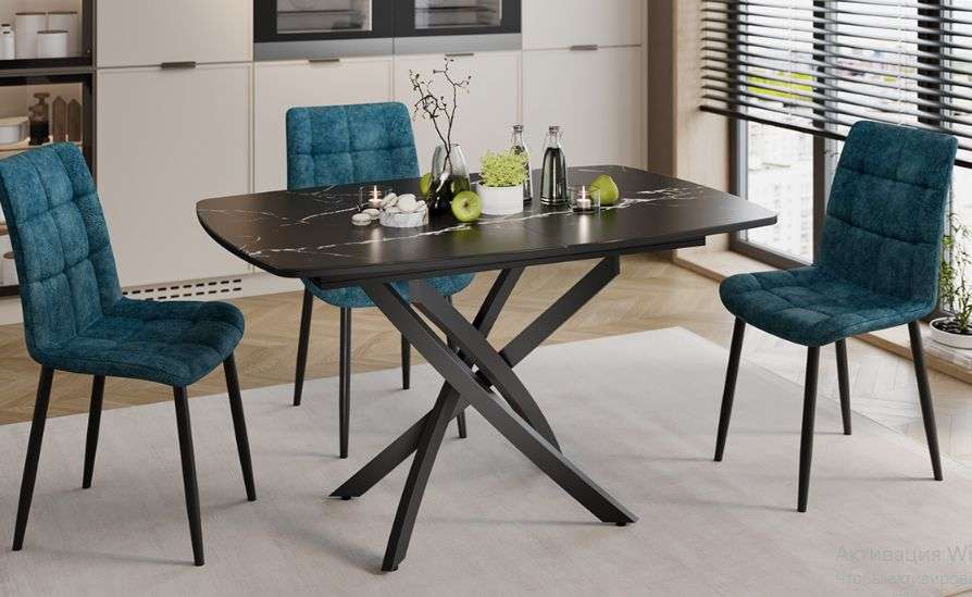 Стол обеденный раздвижной «Ниагара» Тип 1 Черный муар, Стекло в Нижнем Новгороде фото №3