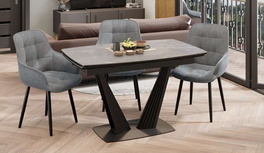 Стол раздвижной «Трэвис» Тип 1 Черный муар, Керамика матовая в Нижнем Новгороде фото №3