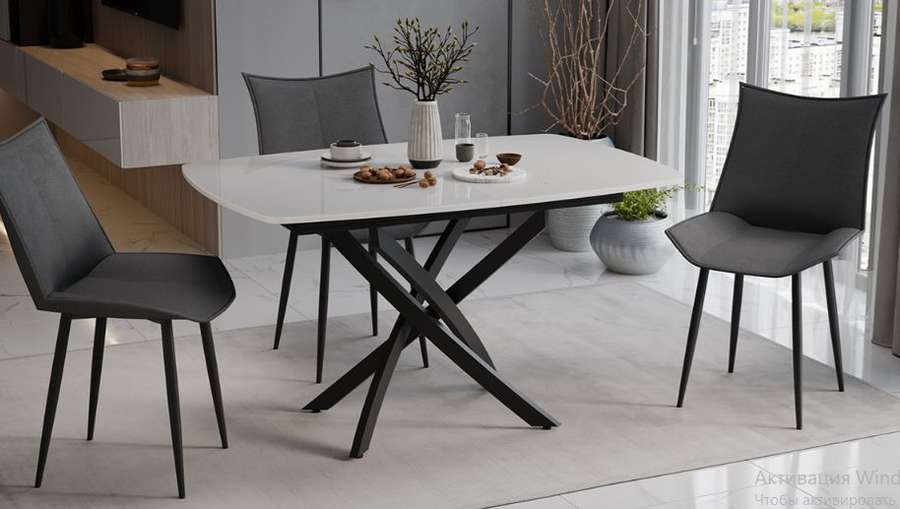 Стол обеденный раздвижной «Ниагара» Тип 1 Черный муар, Стекло в Нижнем Новгороде фото №1