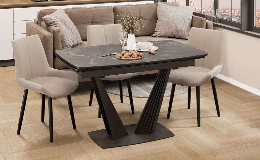 Стол раздвижной «Трэвис» Тип 1 Черный муар, Керамика матовая в Нижнем Новгороде фото №1