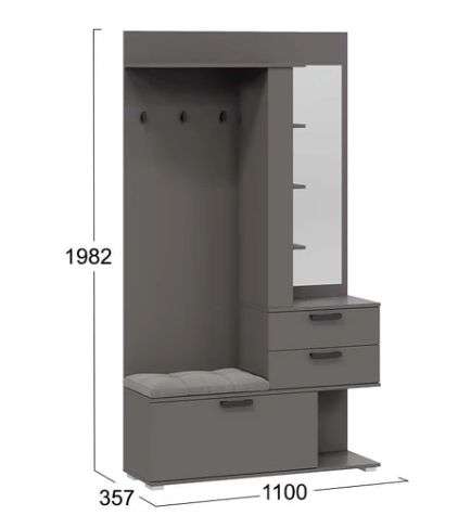 Вешалка комбинированная с крючками и зеркалом «Эрика» Тип 2 в Нижнем Новгороде фото №2