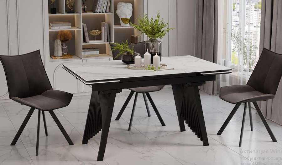 Стол обеденный «Шелдон» Тип 1 Черный муар, Керамика матовая в Нижнем Новгороде фото №1