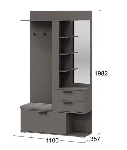 Прихожая «Эрика» Тип 2 Графит Серый, Дуб Крафт золотой в Нижнем Новгороде фото №5