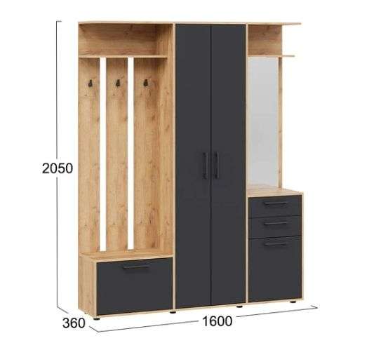 Набор мебели для прихожей «Витра» Тип 2 Крафт золотой, Антрацит в Нижнем Новгороде фото №3