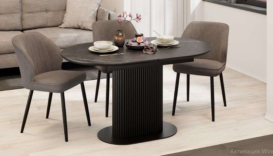 Стол обеденный раздвижной «Эридан» Тип 2 Черный муар, Керамика в Нижнем Новгороде фото №3