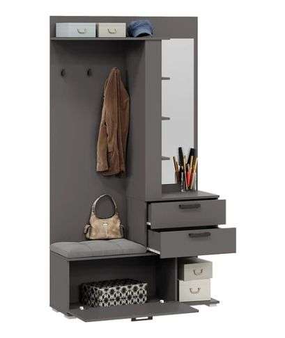 Прихожая «Эрика» Тип 2 Графит Серый, Дуб Крафт золотой в Нижнем Новгороде фото №4