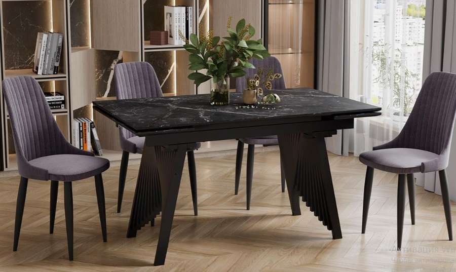 Стол обеденный «Шелдон» Тип 1 Черный муар, Керамика матовая в Нижнем Новгороде фото №2