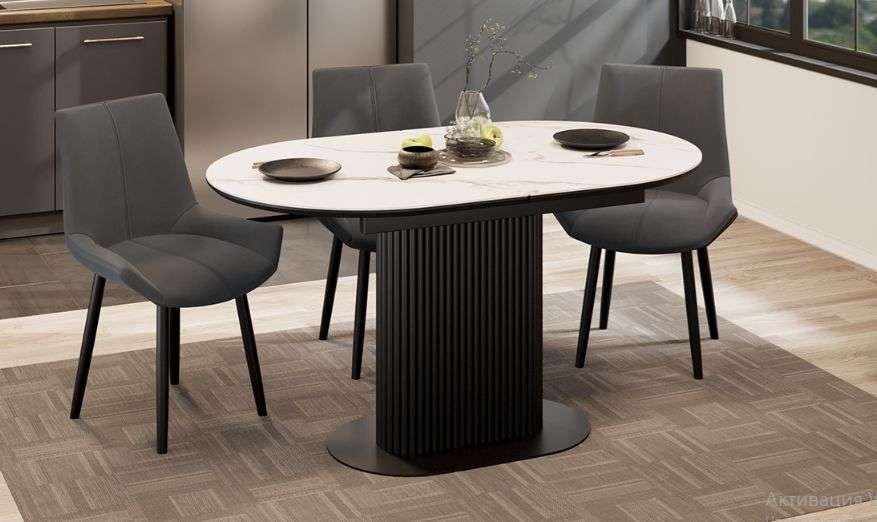 Стол обеденный раздвижной «Эридан» Тип 2 Черный муар, Керамика в Нижнем Новгороде фото №1