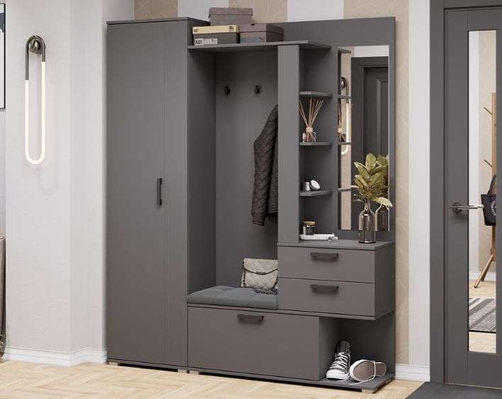 Прихожая «Эрика» Тип 2 Графит Серый, Дуб Крафт золотой в Нижнем Новгороде фото №2