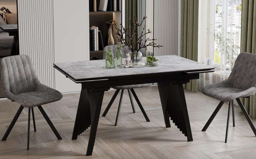 Стол обеденный «Шелдон» Тип 1 Черный муар, Керамика матовая в Нижнем Новгороде фото №3