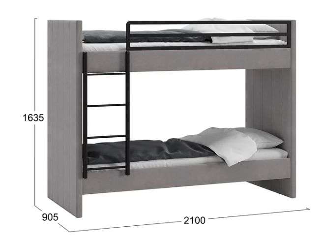 Кровать двухъярусная с мягкой обивкой «Дарси» в Нижнем Новгороде фото №2
