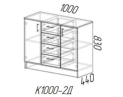 Комод К1000-2 Двери (Графит) в Нижнем Новгороде фото №2