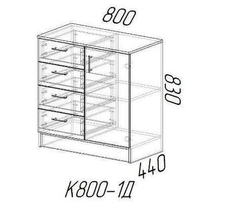 Комод К800-1Дверь (Графит) в Нижнем Новгороде фото №2
