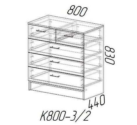 Комод К800-3/2 (Графит) в Нижнем Новгороде фото №2