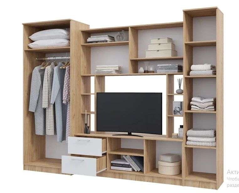 Гостиная «ФЛОРА» Крафт Золотой/ Белый (Горизонт) в Нижнем Новгороде фото №3