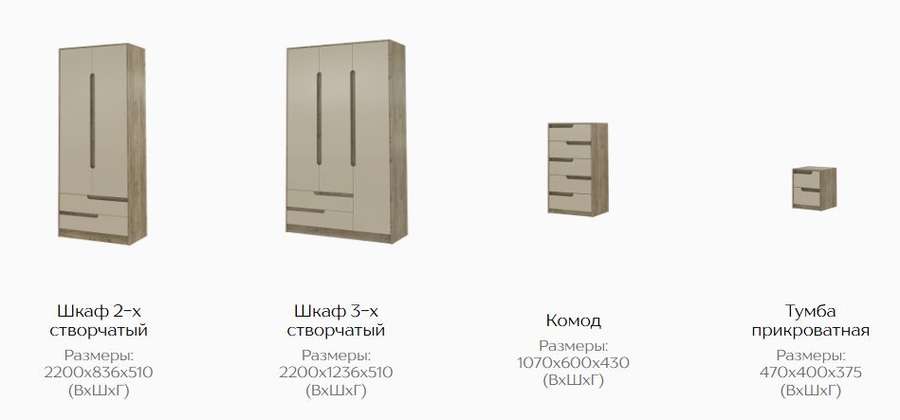 Спальный гарнитур «ГАВАНА» Дуб Крафт Серый/Кашемир (Тэкс) в Нижнем Новгороде фото №2