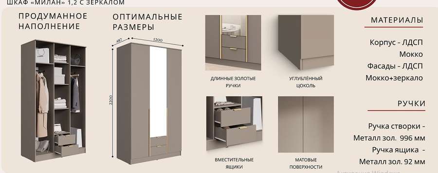 Спальный гарнитур «Милан» Модульный Набор-4 (Эра) в Нижнем Новгороде фото №7